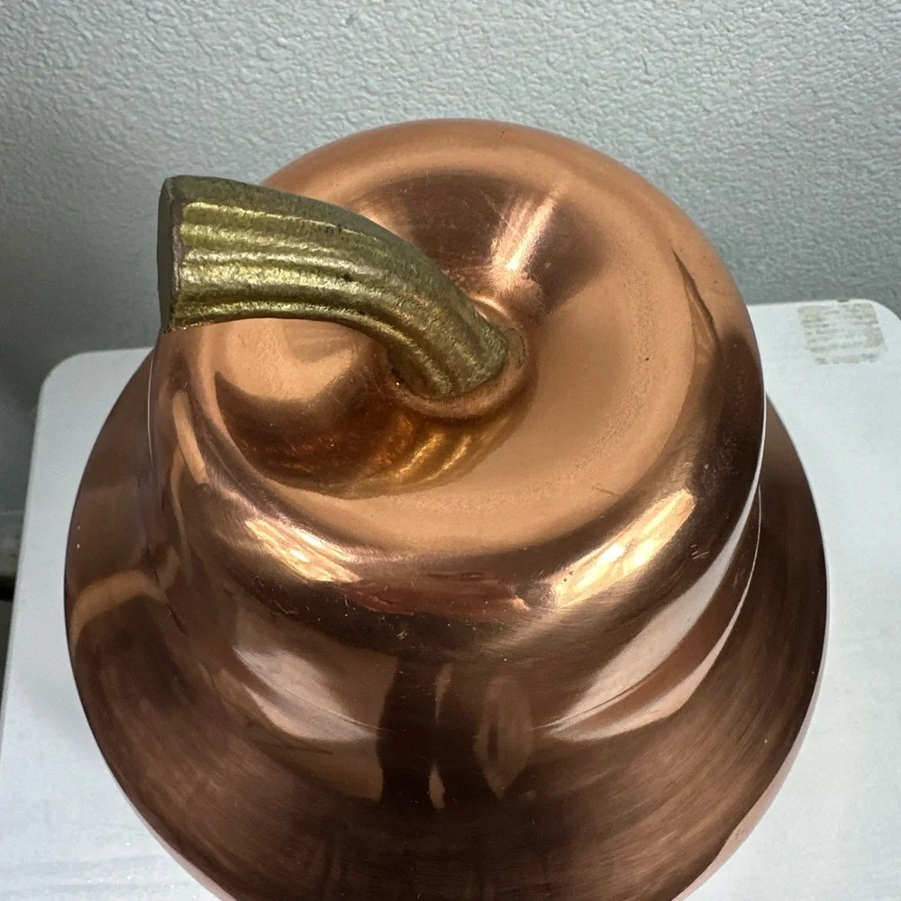 Vintage Copper Pear Ice Bucket Barware Decor with Brass Stem